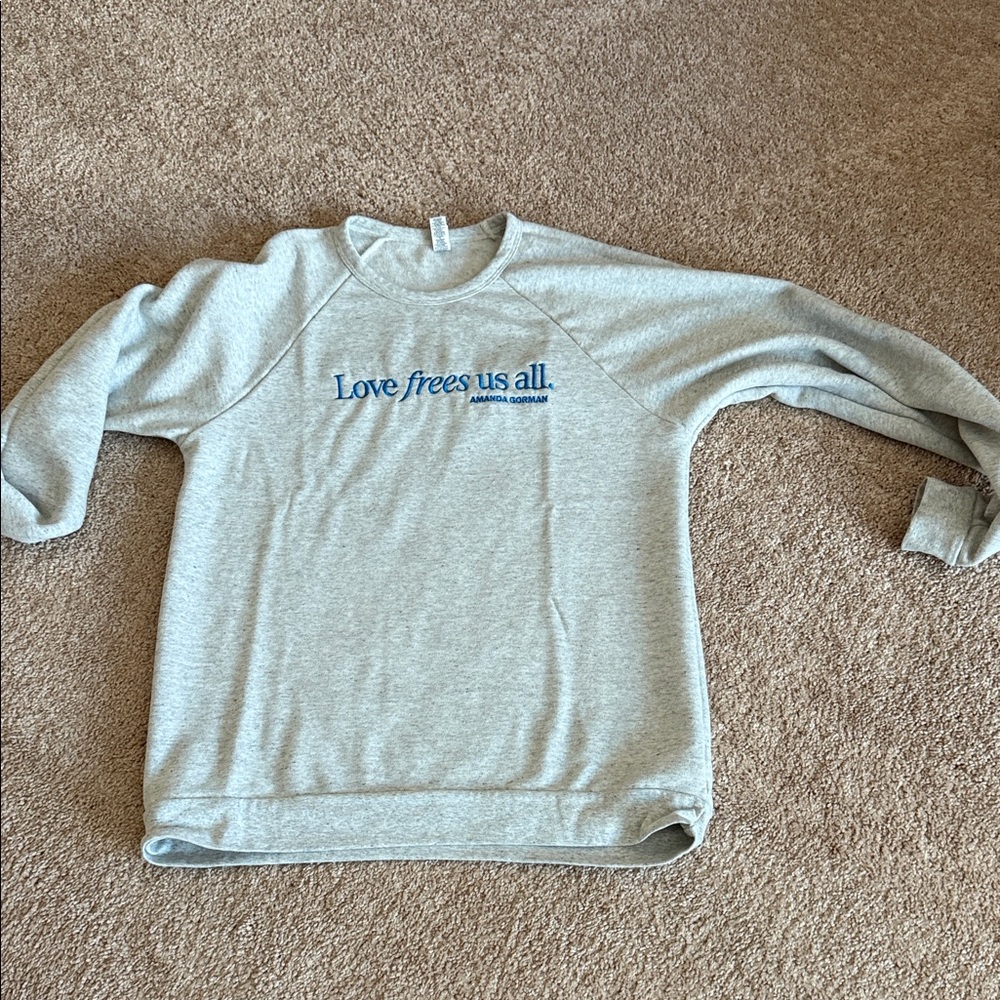 Love Frees Us All Gray Crewneck Sweater